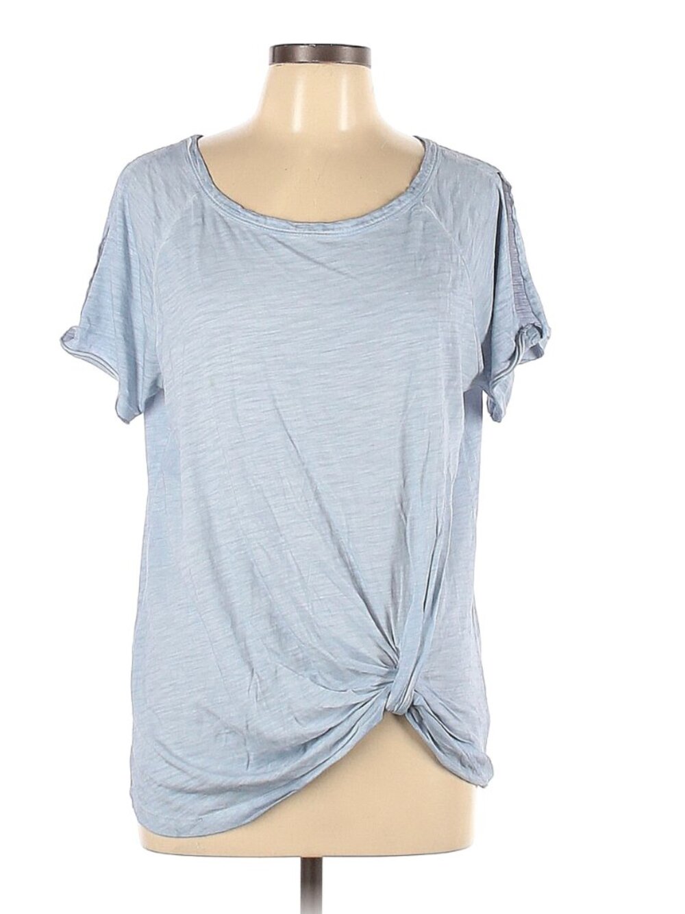 EUC Sanctuary Cotton/Rayon Short Sleeve Pale blue knotted cold shoulder Tee L